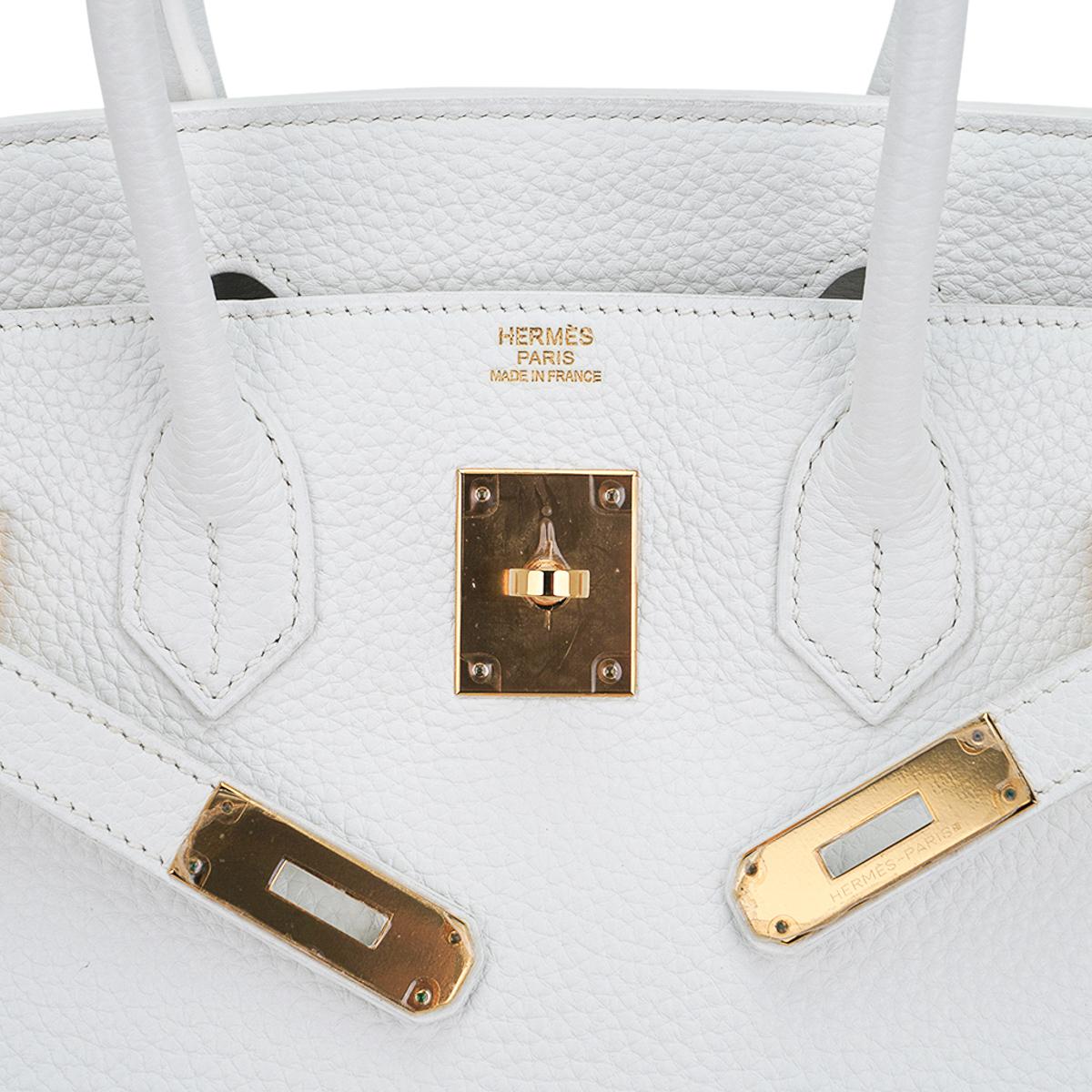 Women's Hermes Birkin 30 White Bag Gold Hardware Clemence Leather
