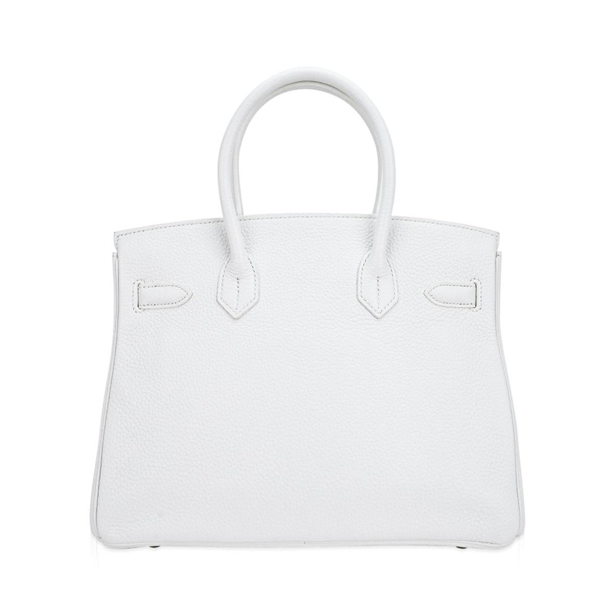 Hermes Birkin 30 White Bag Gold Hardware Clemence Leather 1