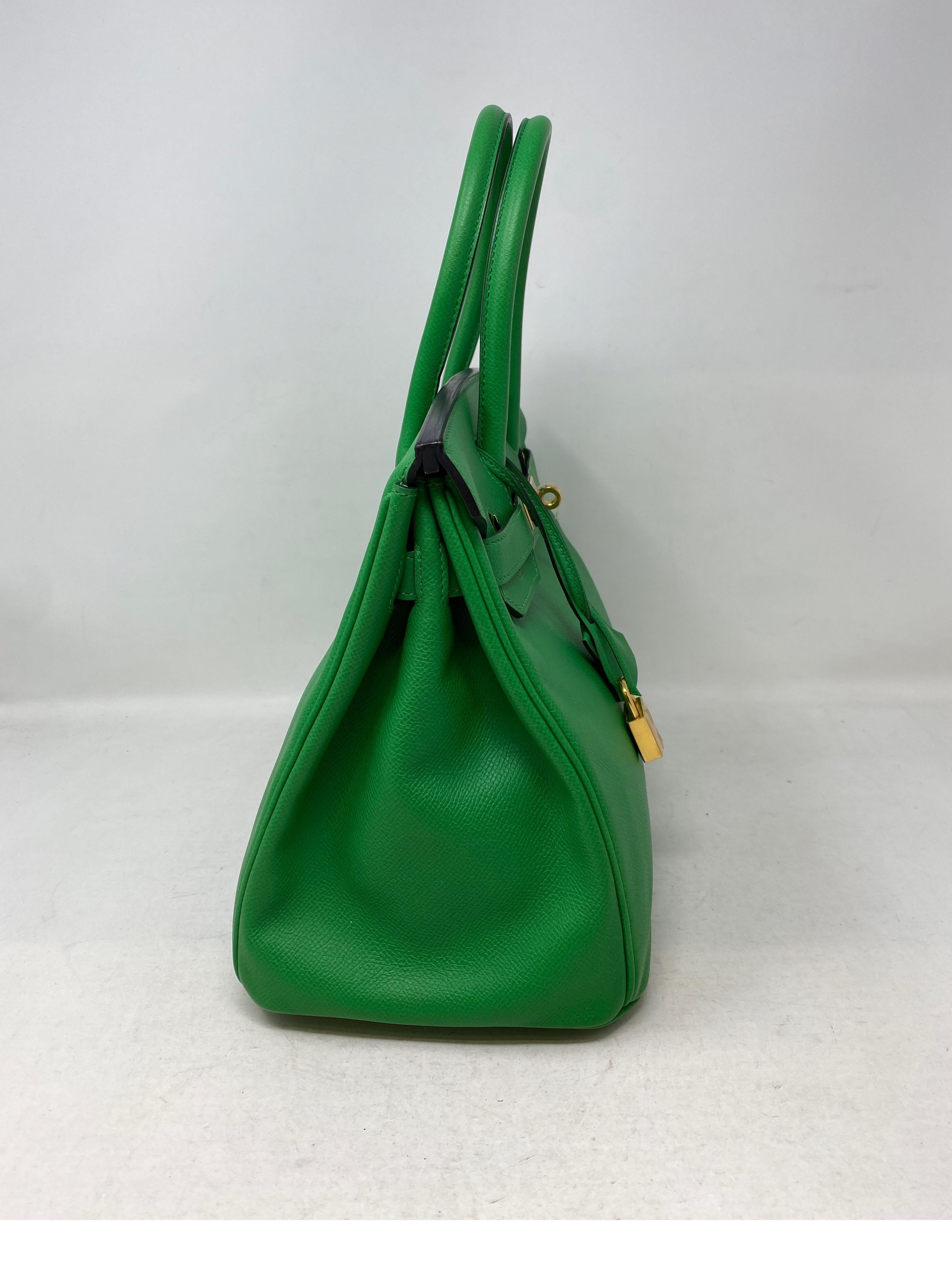 Green Hermes Birkin 30 Bamboo Bag 