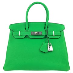 Hermes Birkin 30 Bamboo Green Togo Palladium Hardware