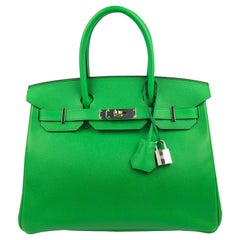 Hermes Birkin 30 Bambou Bamboo Green Epsom Palladium Hardware