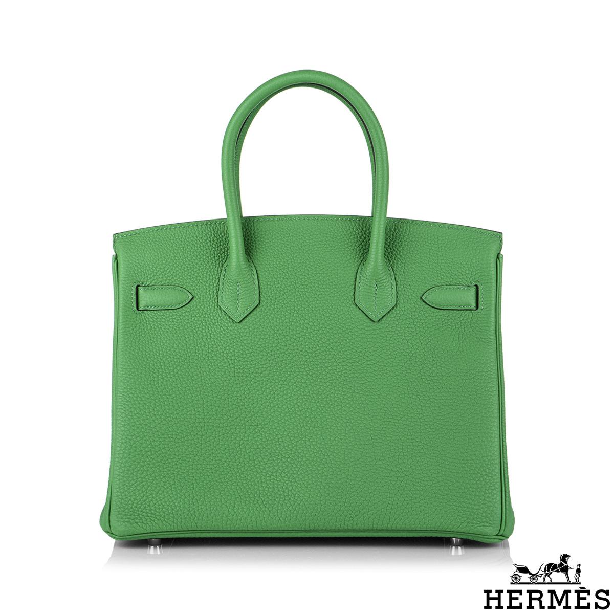 Green Hermès Birkin 30 Bambou/ Caramel Verso Togo PHW
