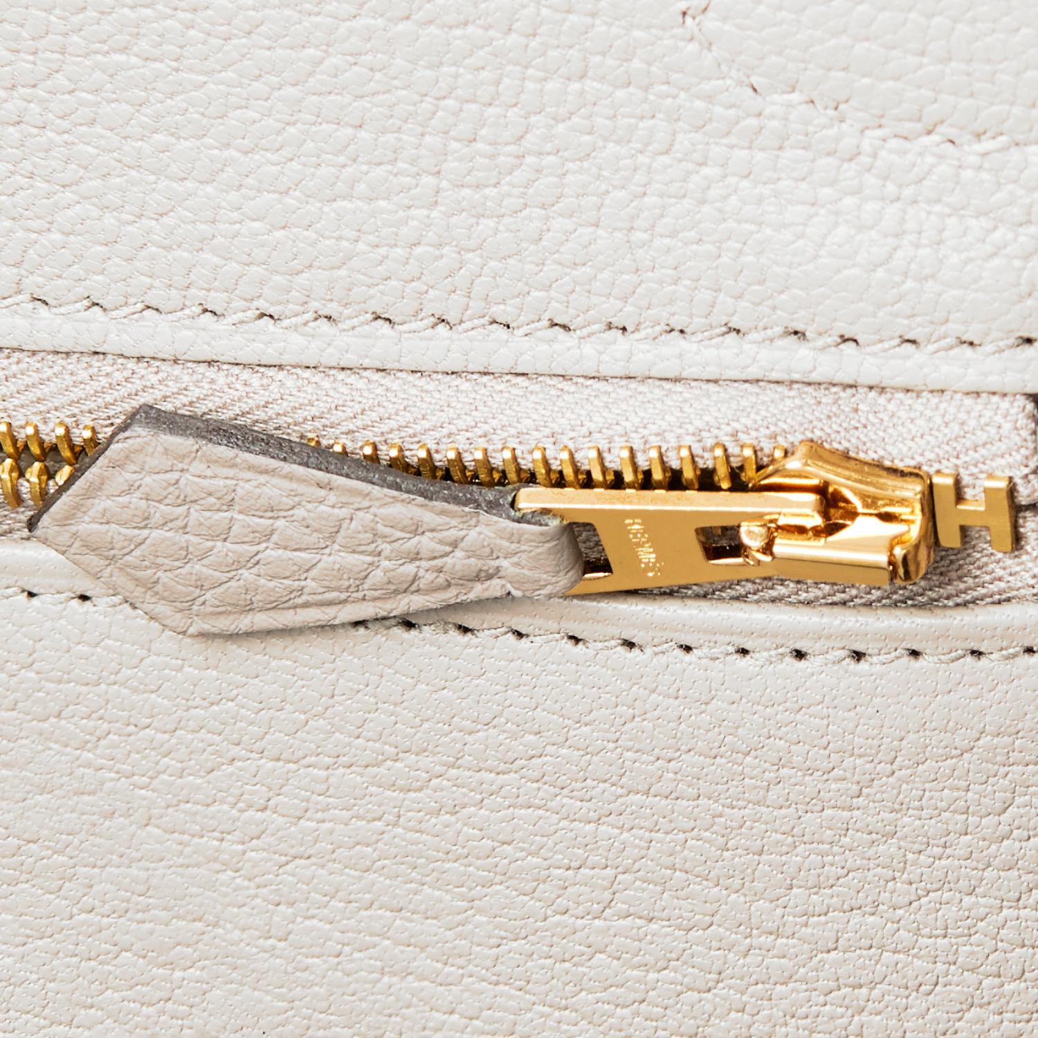 Bolso Hermes Birkin 30 Beton Herrajes Dorados Blanco roto en venta 6