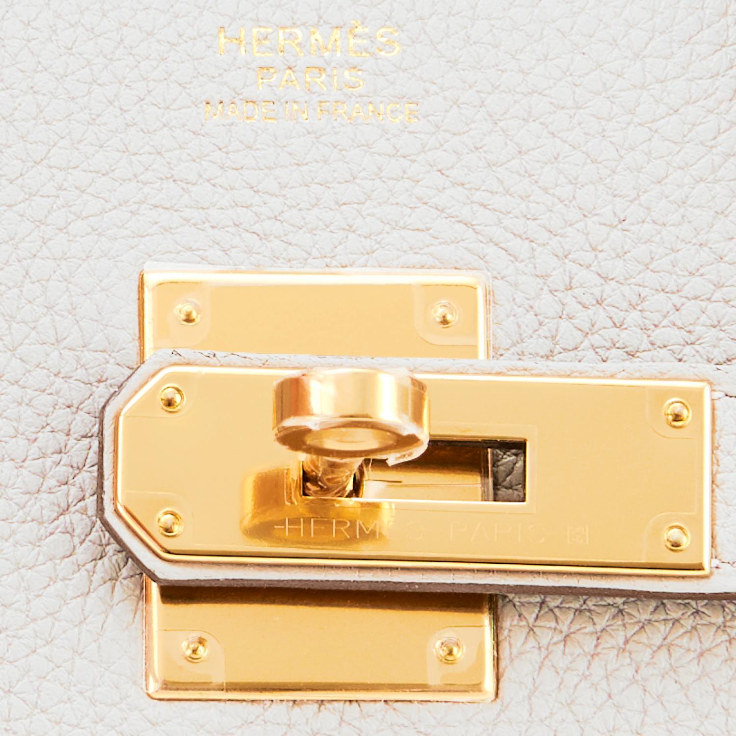 Hermes Birkin 30 Beton Gold Hardware Off White Bag U Stamp, 2022 For Sale 5