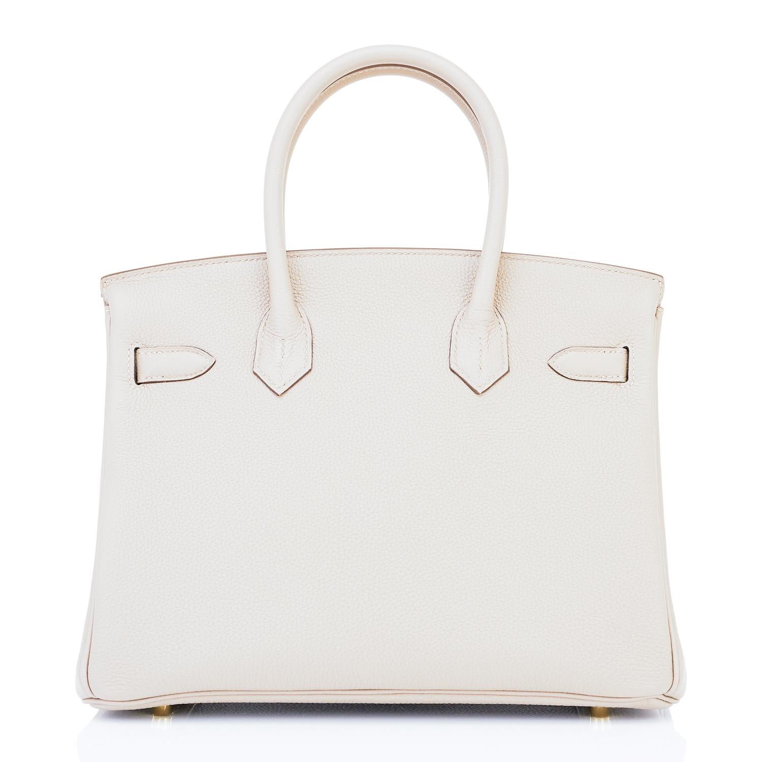 Sac Hermès Birkin 30 Beton blanc cassé avec finitions métalliques dorées et poinçon U, 2022 Neuf - En vente à New York, NY