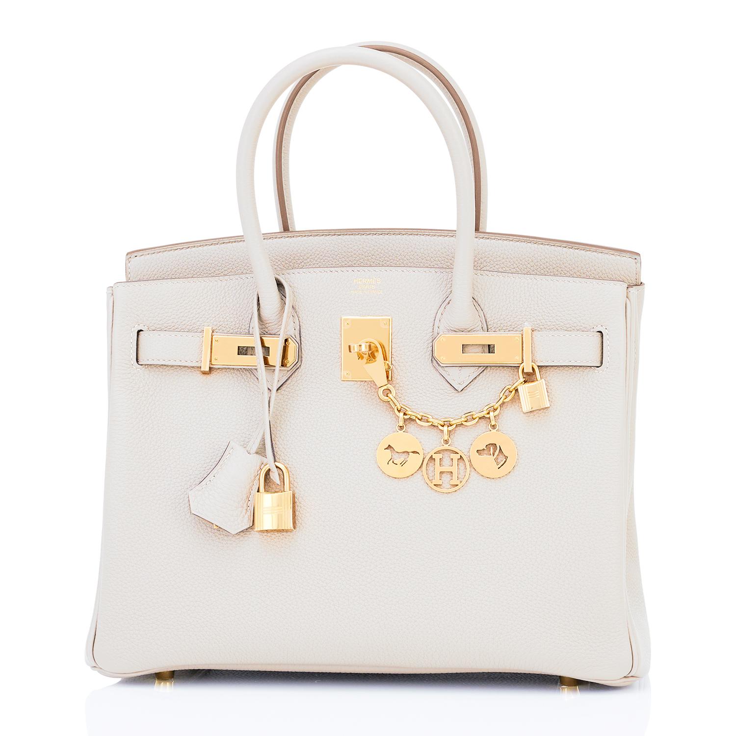 Hermes Birkin 30 Beton Gold Hardware Off White Bag Z Stamp, 2021
Just purchased from Hermes store! Bag bears new interior 2021 Z Stamp.
Brand New in Box.  Store Fresh. Pristine Condition (with plastic on hardware) 
Perfect gift! Comes in full set