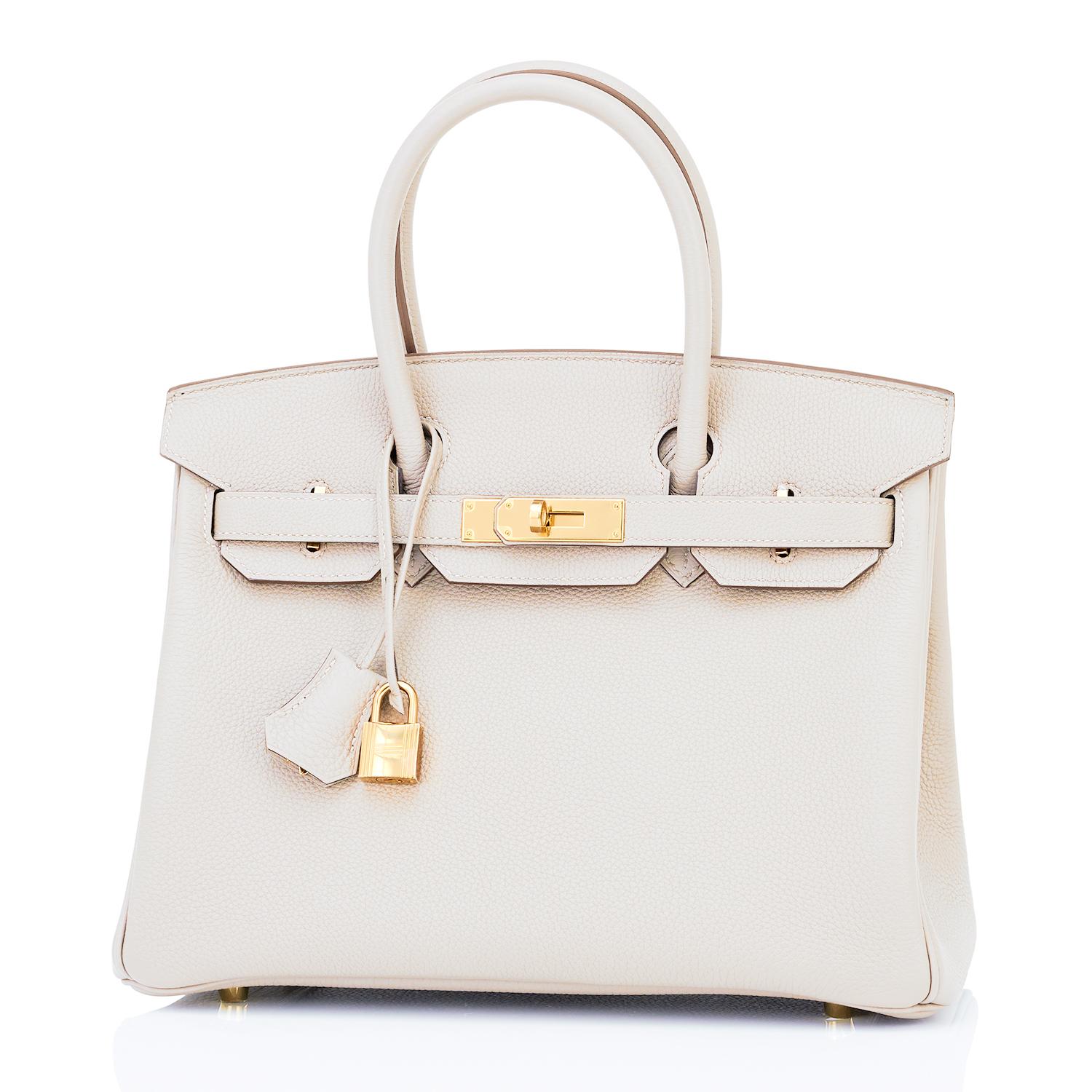 Beige Hermes Birkin 30 Beton Gold Hardware Off White Bag Z Stamp, 2021