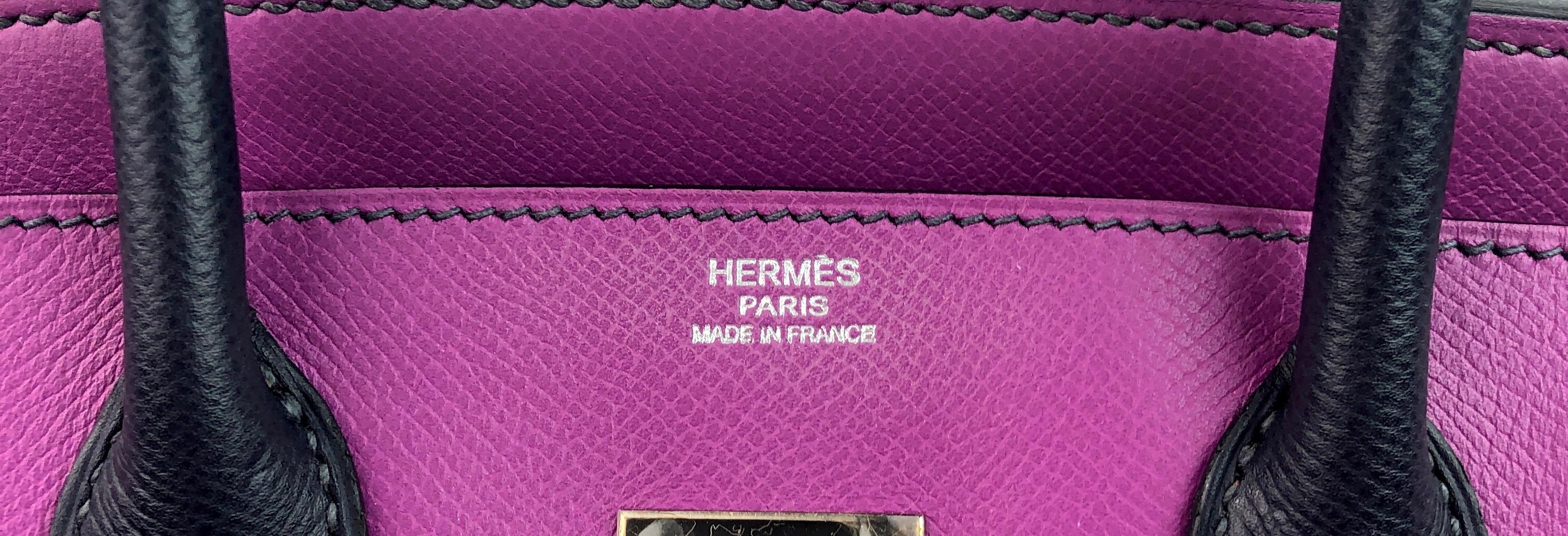 Hermes Birkin 30 BiColor Cyclamen Purple Blue Indigo Epsom Palladium Hardware  In Excellent Condition In Miami, FL