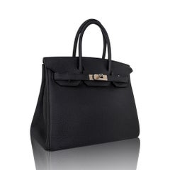 Hermes Birkin 30 Black Bag Palladium Hardware Togo Leather