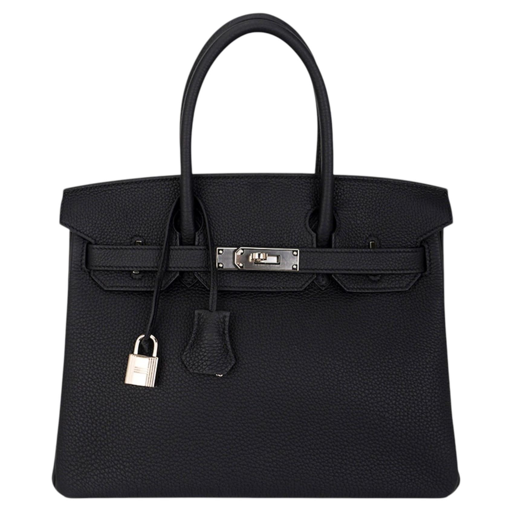 Hermes Birkin 30 Black Bag Palladium Hardware Togo Leather
