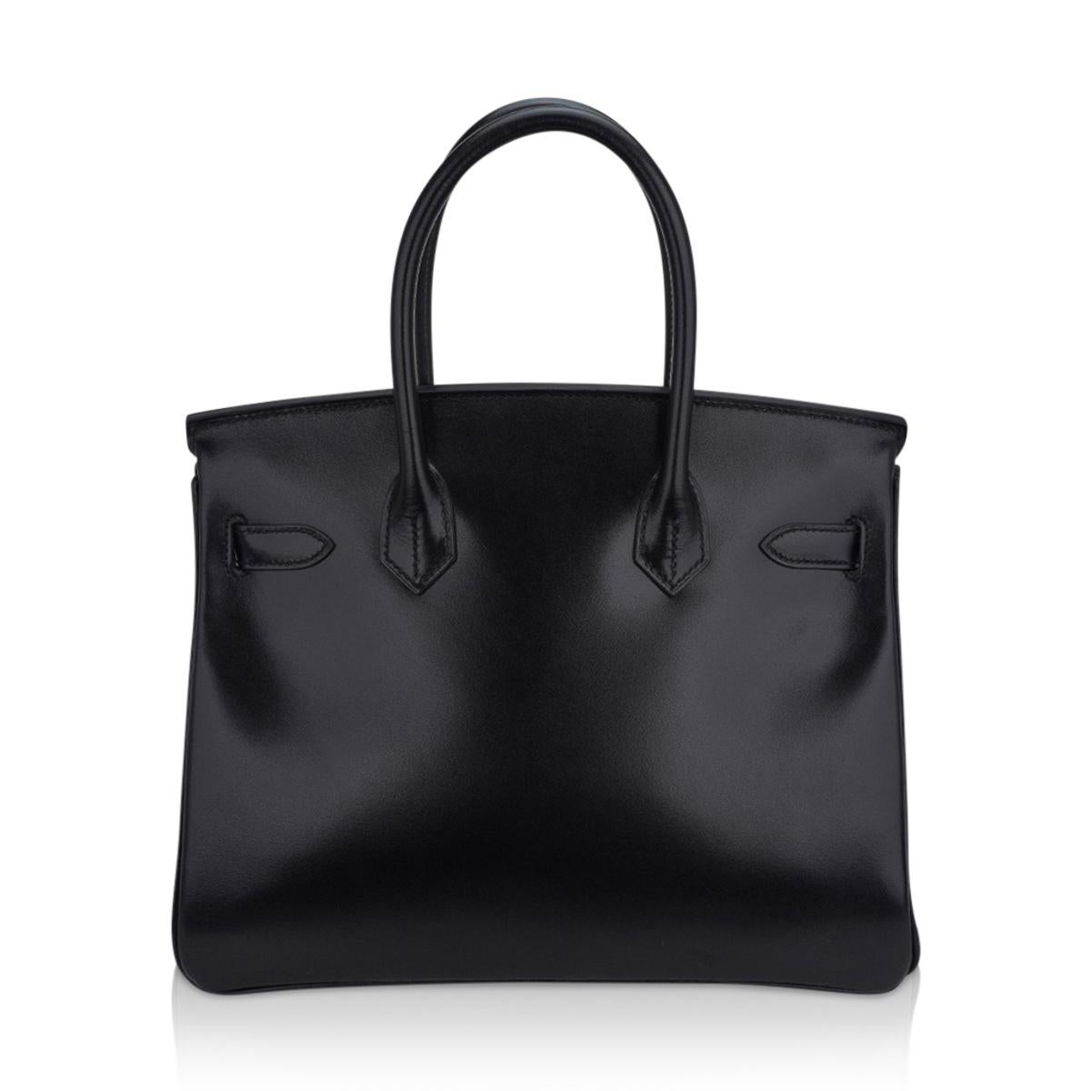 Women's Hermes Birkin 30 Black Box Leather Bag Palladium Hardware