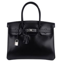 Hermes Birkin 30 Borsa in pelle con scatola nera Hardware Palladium
