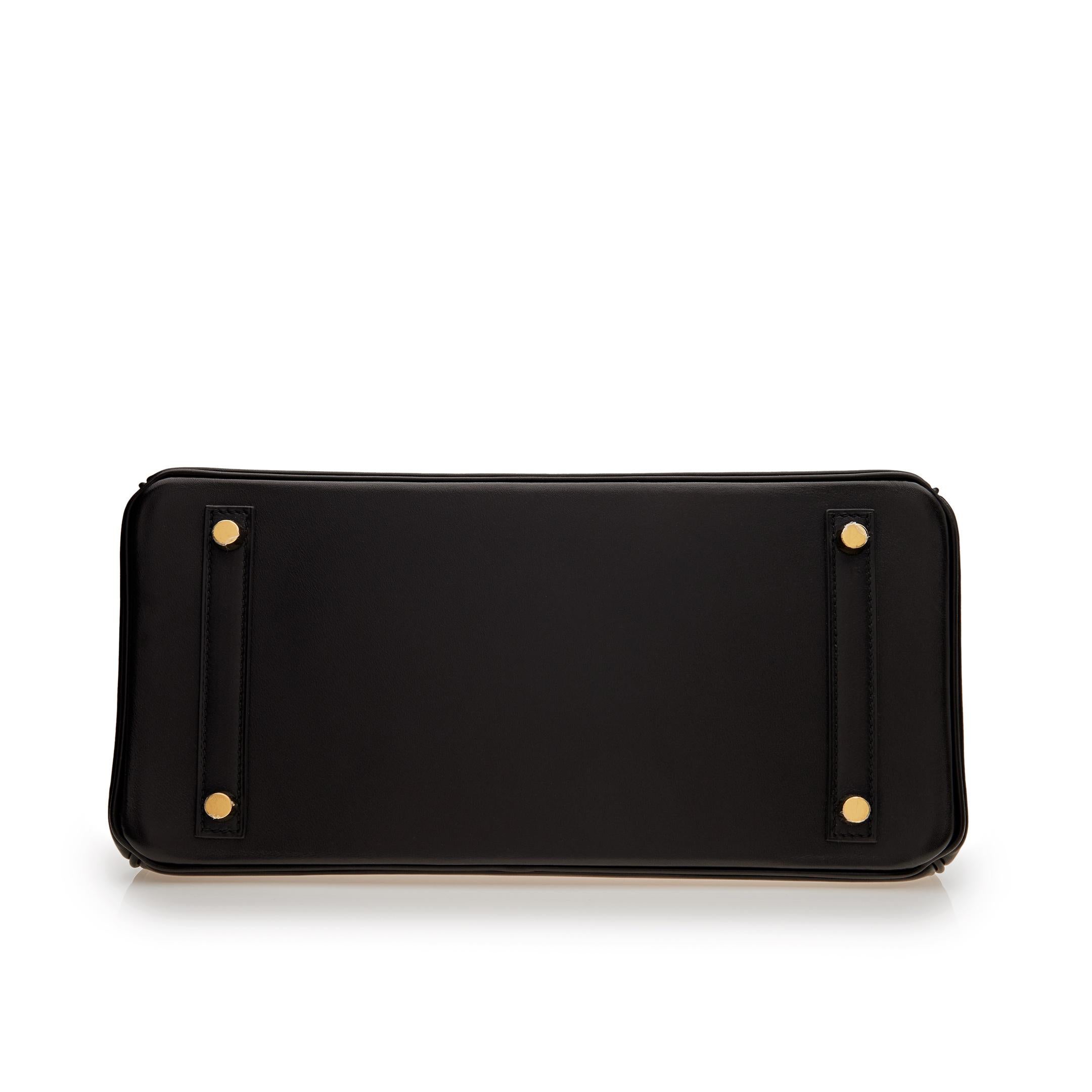 Women's or Men's Hermes Birkin 30 Black Box Leather Gold Hardware For Sale