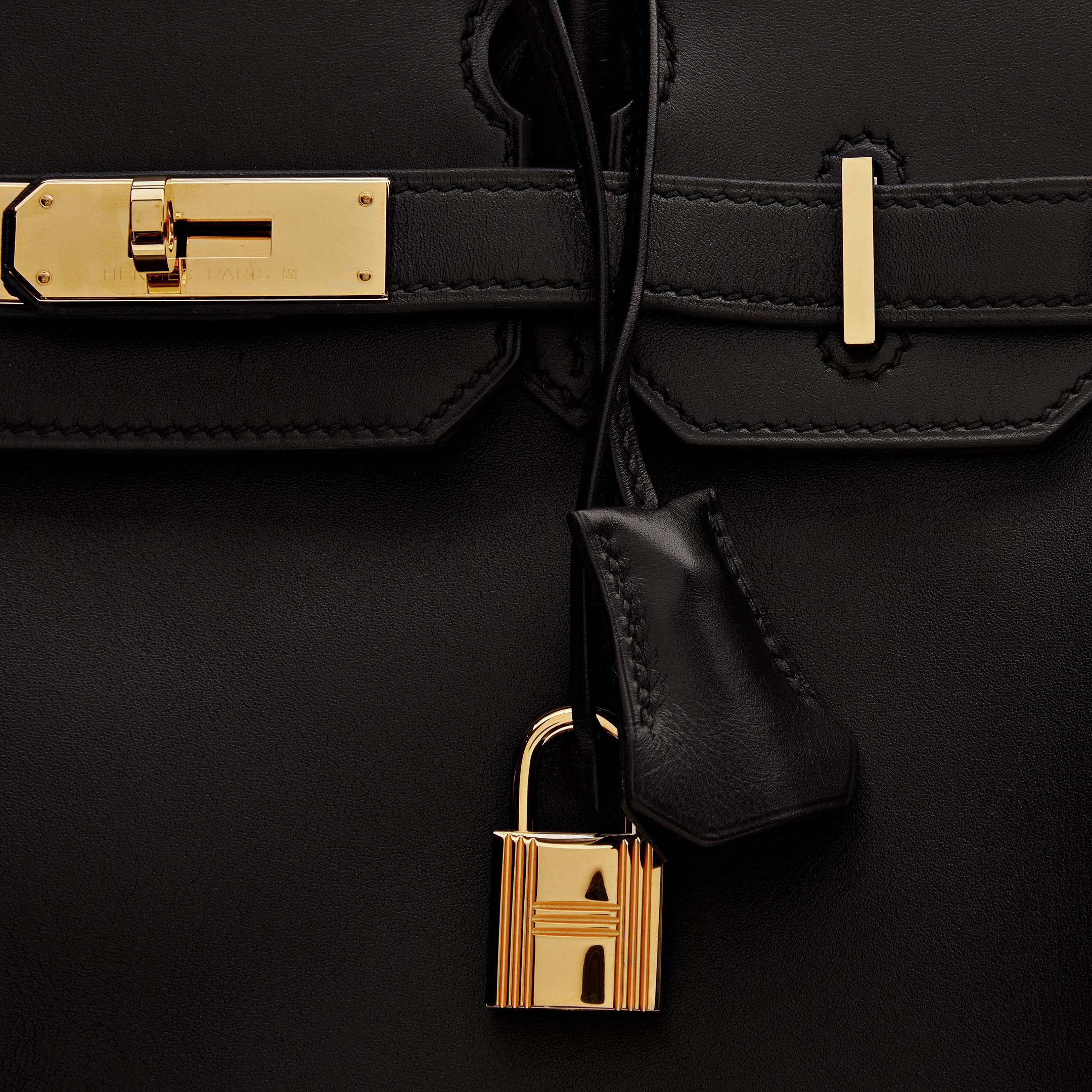 Hermes Birkin 30 Black Box Leather Gold Hardware For Sale 4