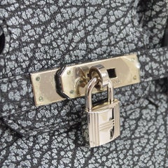 HERMES Birkin 30 Black Dalmatian Leather Print Palladium Tote Top Handle Bag