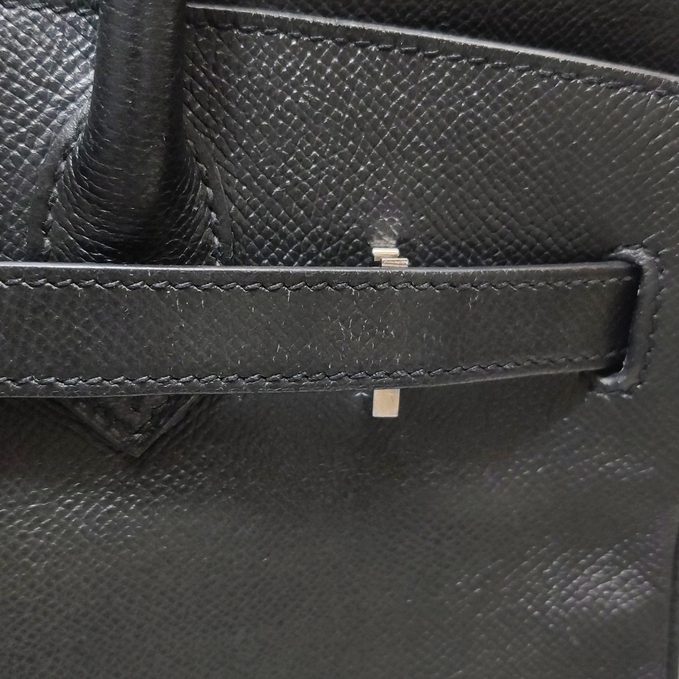 Hermes Birkin 30 Black Epsom Leather Palladium Hardware 2012 For Sale 8