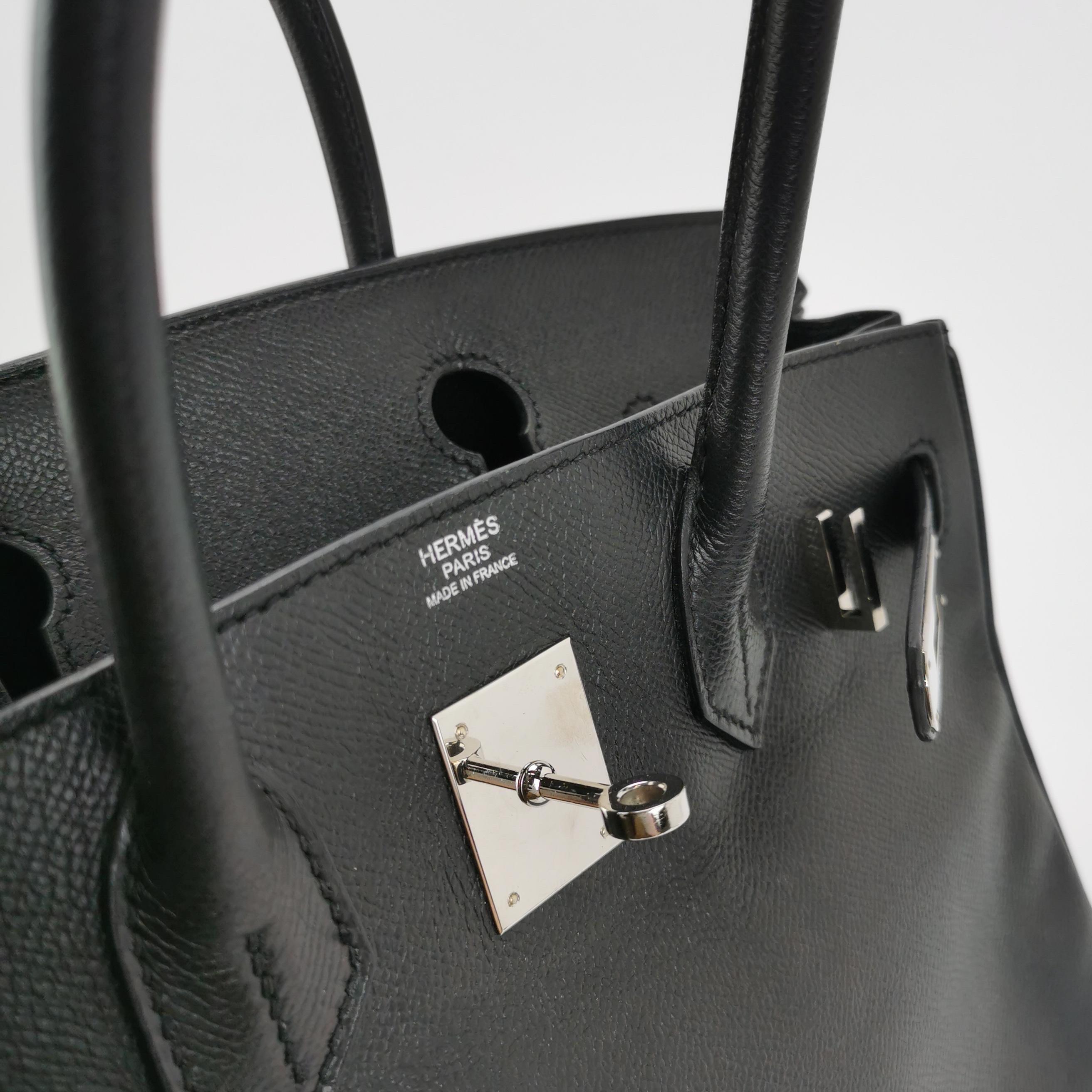 Women's Hermes Birkin 30 Black Epsom Leather Palladium Hardware 2012 For Sale