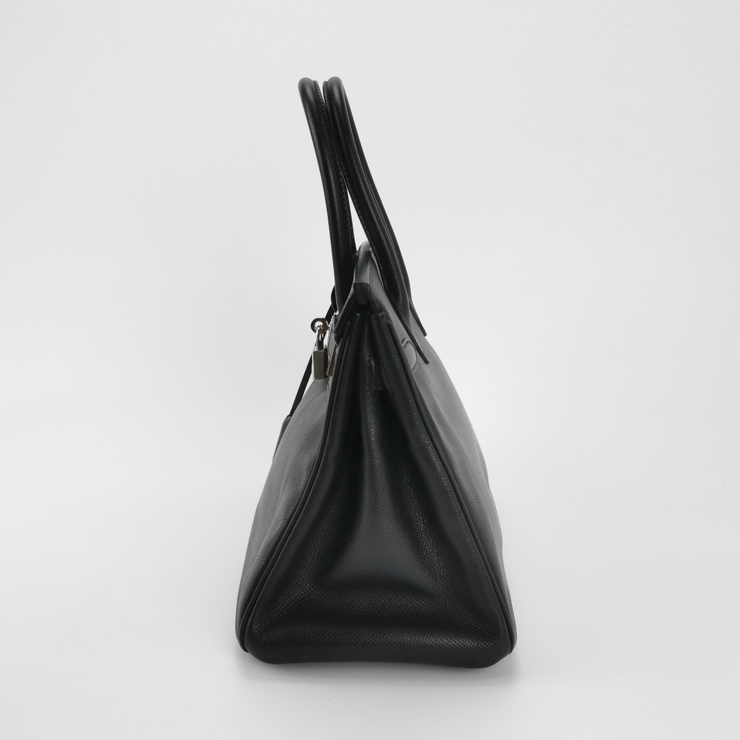 Hermes Birkin 30 Black Epsom Leather Palladium Hardware 2012 For Sale 3