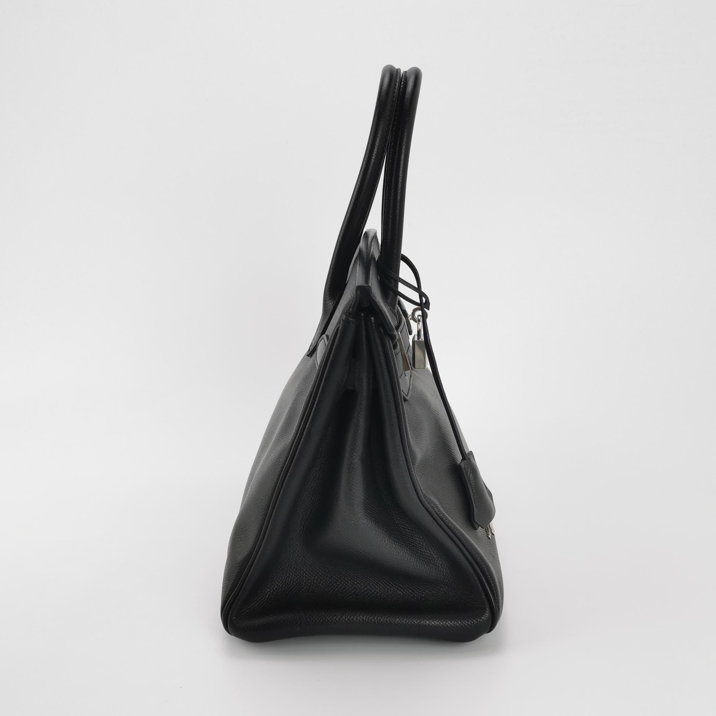 Hermes Birkin 30 Black Epsom Leather Palladium Hardware 2012 For Sale 4