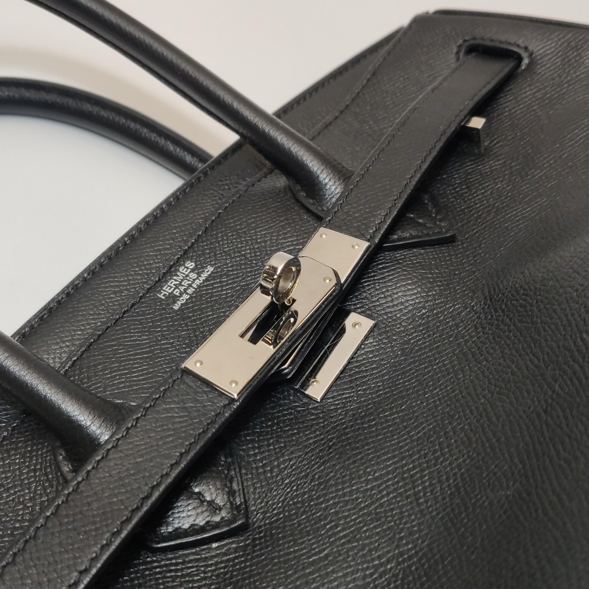 Hermes Birkin 30 Black Epsom Leather Palladium Hardware 2012 For Sale 5