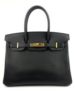 Hermès - Sac Birkin 30 noir « Noir » cuir Epsom finitions métalliques dorées 2022