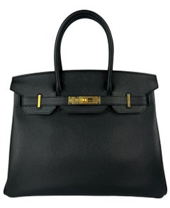 Hermès - Sac Birkin 30  Noir Noir Epsom Leather Gold Hardware RARE