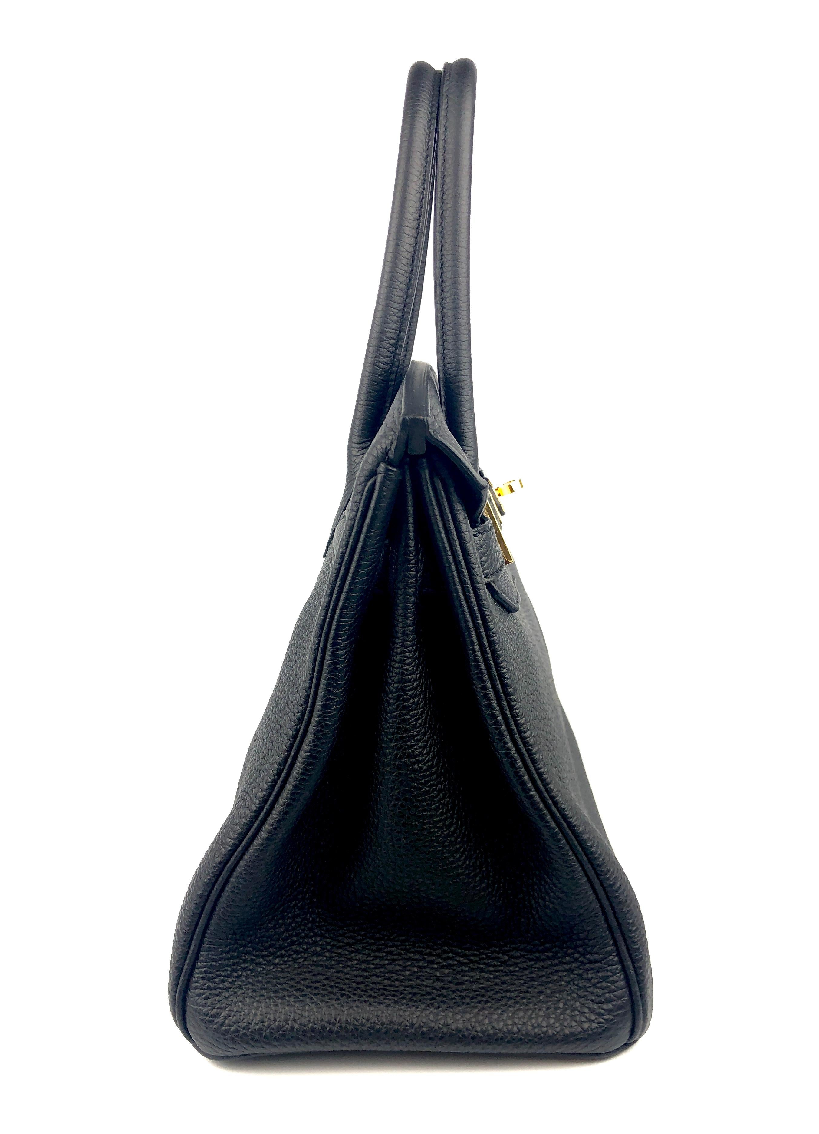 Hermes Birkin 30 Schwarz Noir Togo Leder Goldbeschläge mit Goldbeschlägen 1