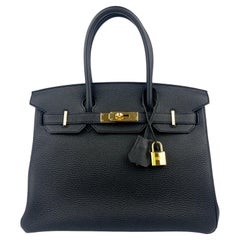 Hermes Birkin 30 Schwarz Noir Togo Leder Goldbeschläge mit Goldbeschlägen