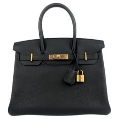 Hermes Birkin 30 Schwarz Noir Togo Leder Roségold Hardware