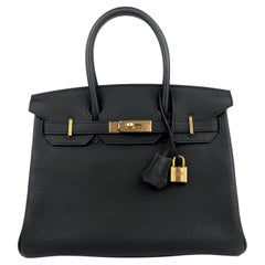 Hermes Birkin 30 Black Noir Togo Leather Rose Gold Hardware