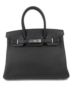 Hermes Birkin 30 Black Noir Togo Palladium Hardware NEW