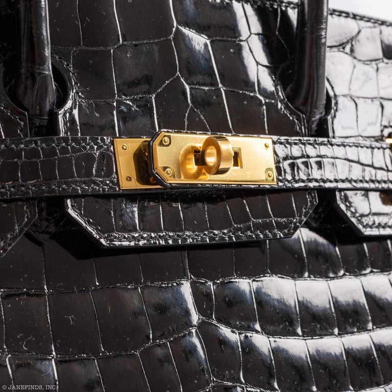 Hermès Braise Shiny Porosus Crocodile Birkin 30 Palladium Hardware