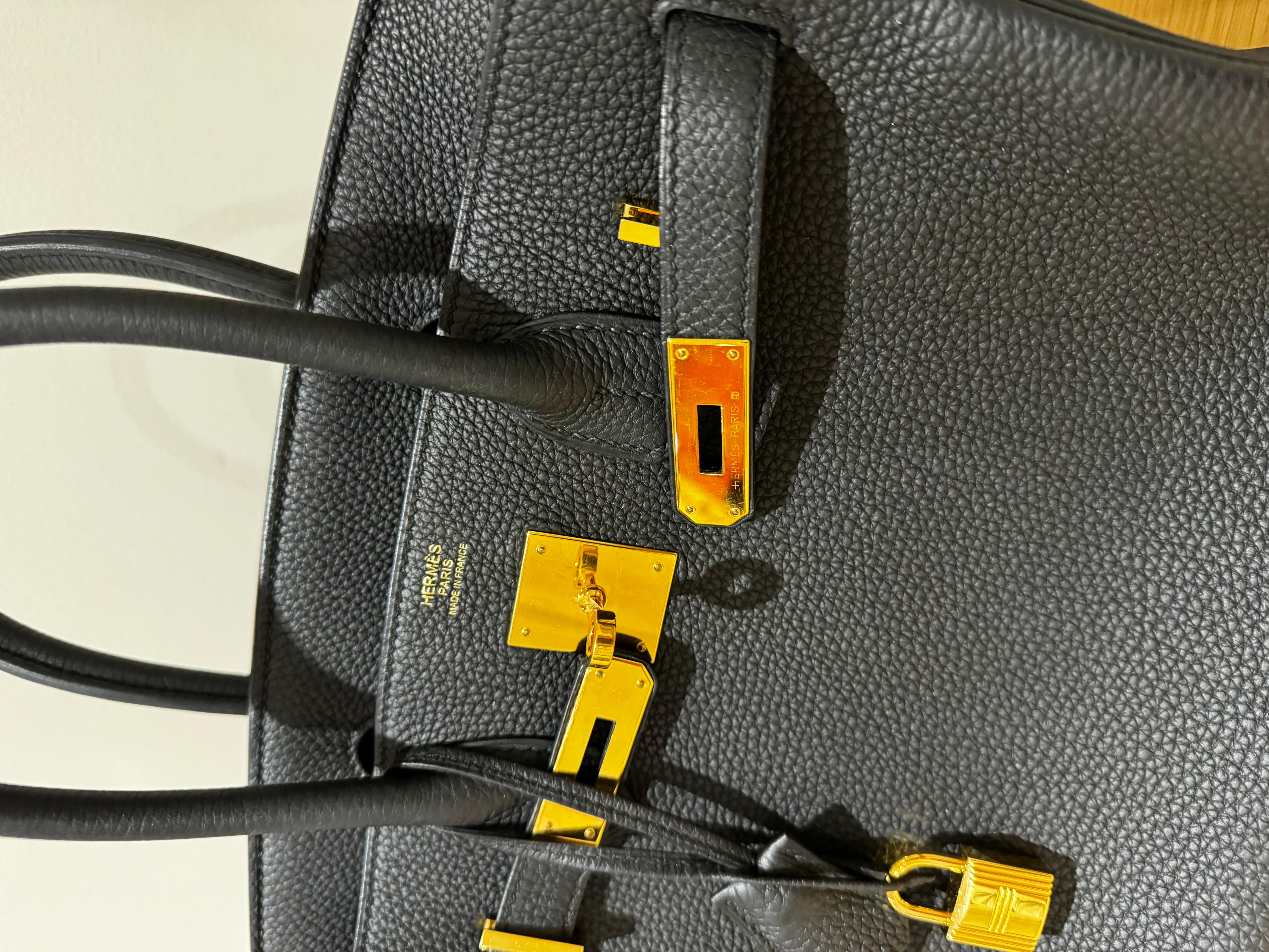 Hermes birkin 30 black togo gold hardware bag  For Sale 2