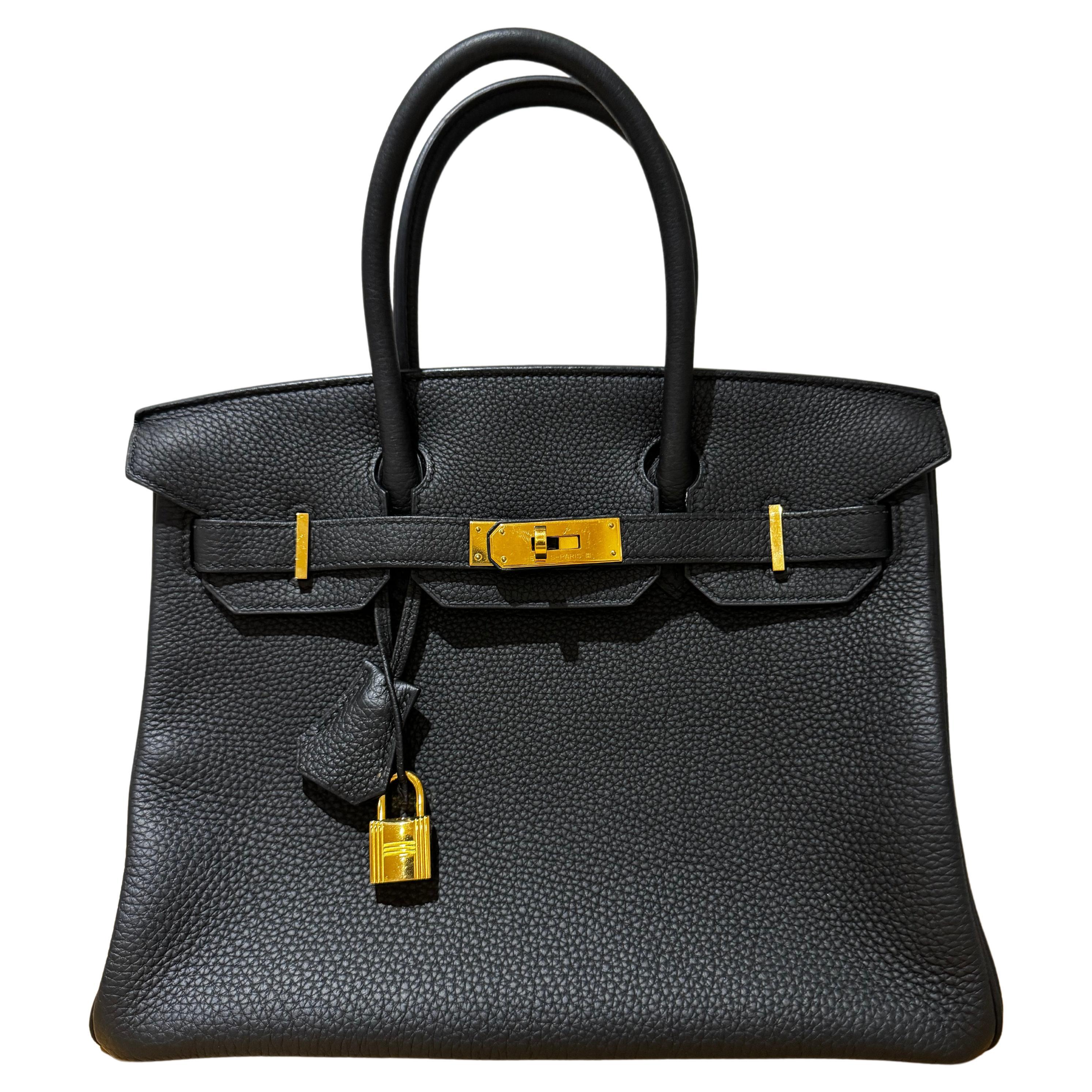 Hermes birkin 30 black togo gold hardware bag  For Sale