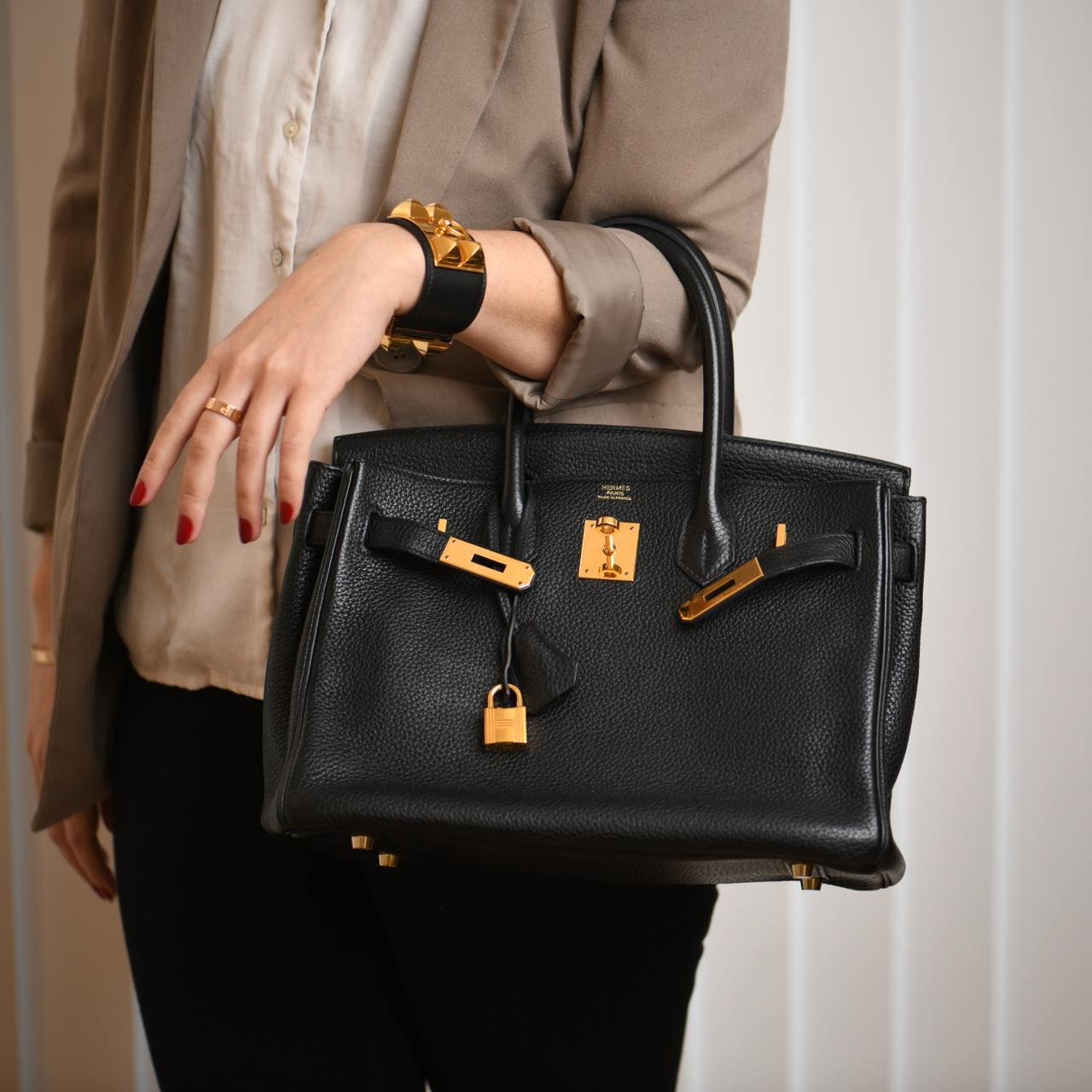Hermès Birkin 30 Black Togo Leather with Gold Hardware Handbag In Excellent Condition For Sale In Banbury, GB