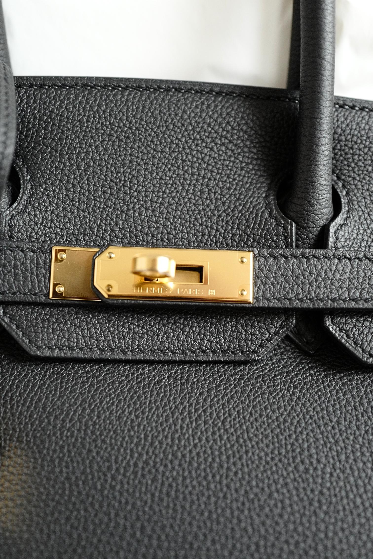 Hermès Birkin 30 Schwarzes Togoleder mit goldener Hardware - Stempel W 6