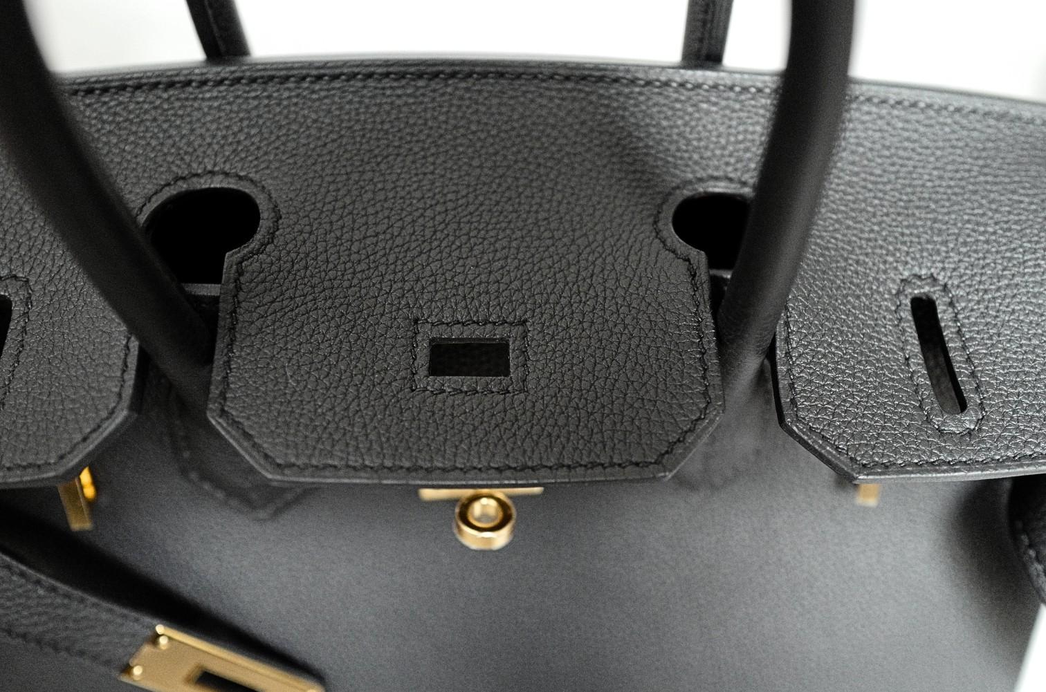 Hermès Birkin 30 Schwarzes Togoleder mit goldener Hardware - Stempel W 11