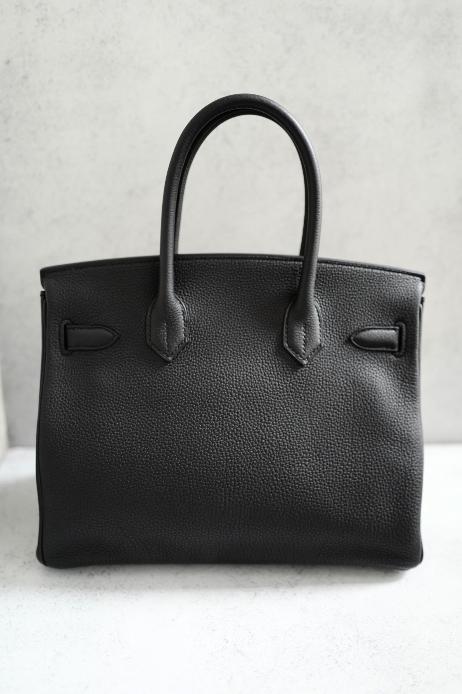 Hermès Birkin 30 Schwarzes Togoleder mit goldener Hardware - Stempel W Damen