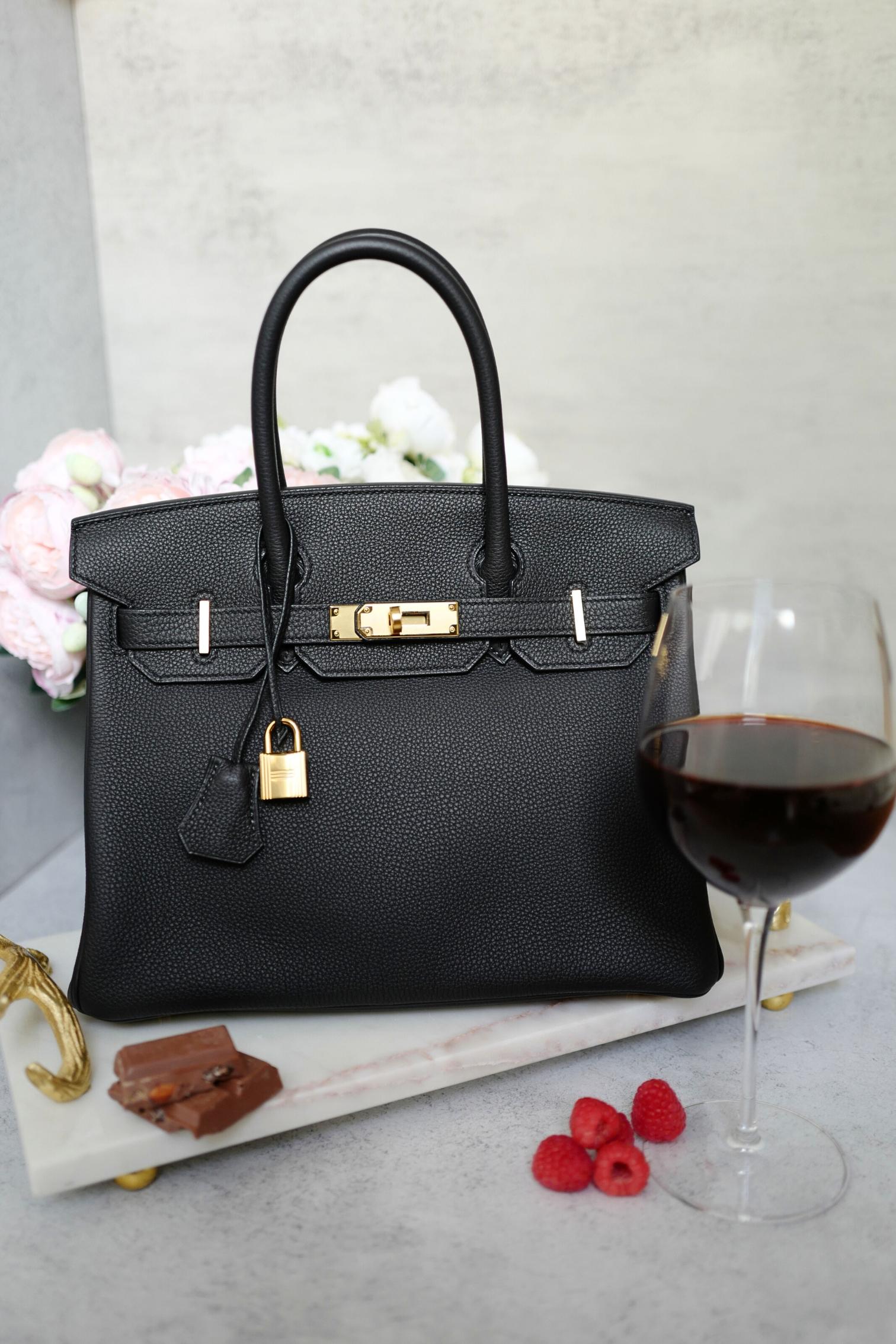 Hermès Birkin 30 Schwarzes Togoleder mit goldener Hardware - Stempel W 5