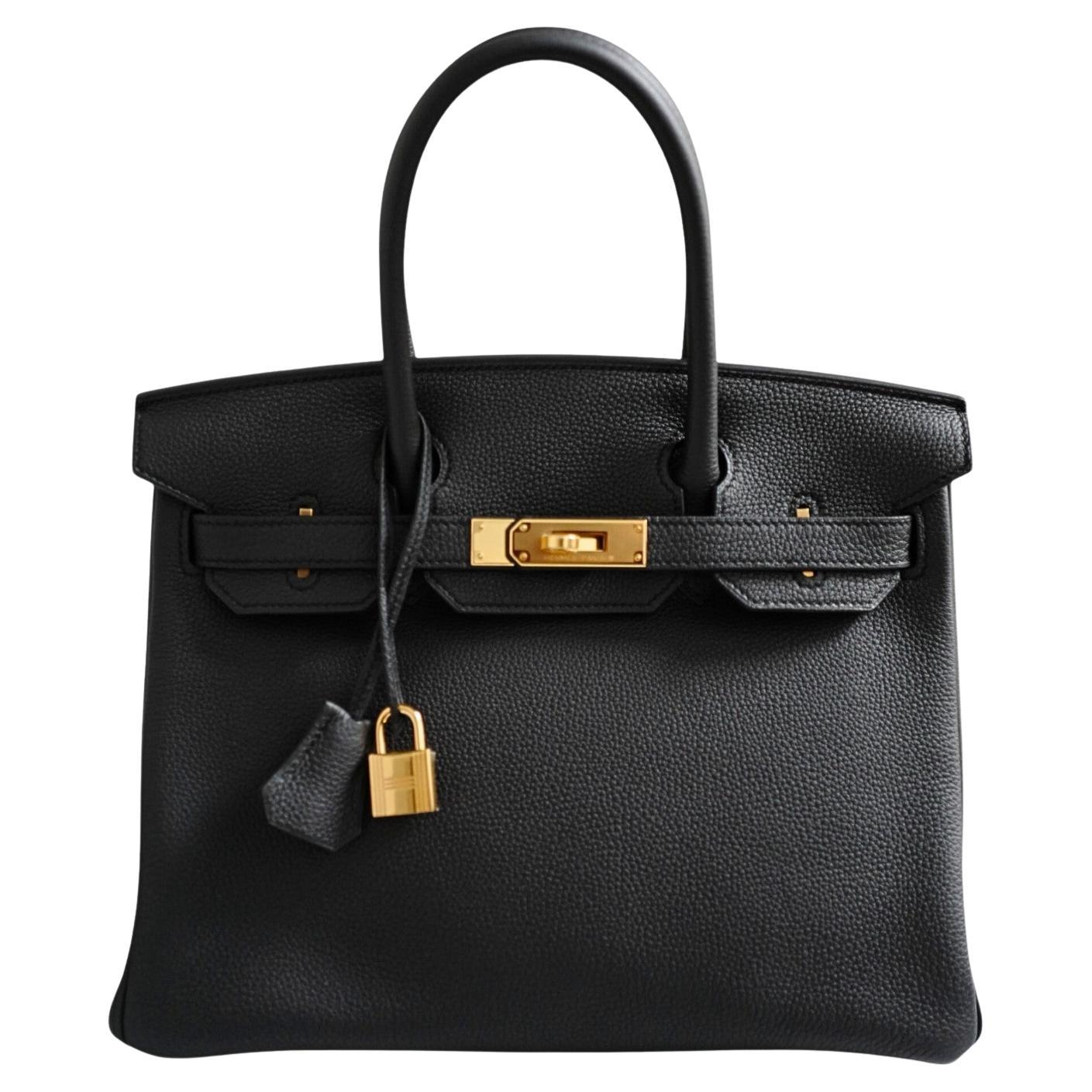 Hermès Birkin 30 Schwarzes Togoleder mit goldener Hardware - Stempel W