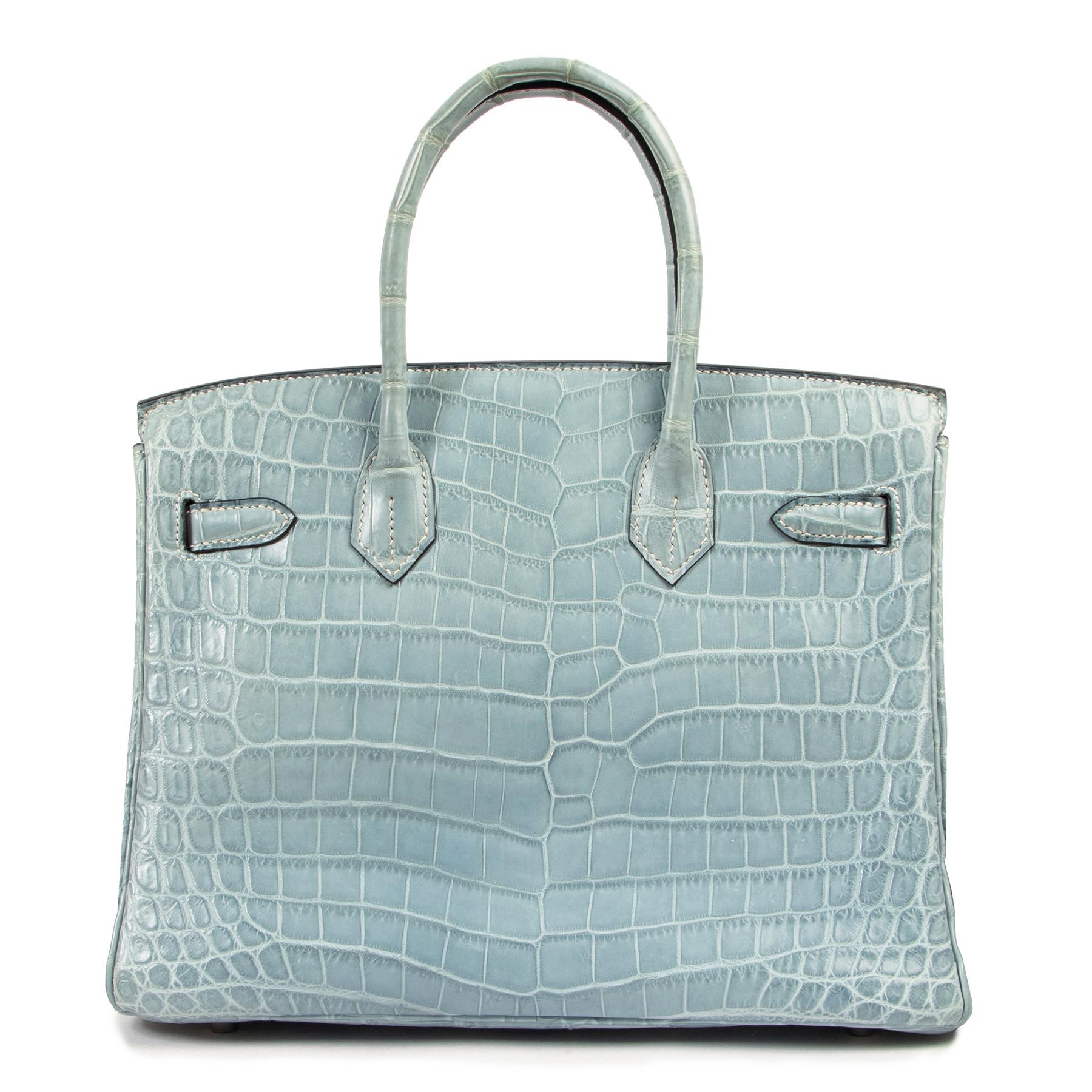 Hermès Birkin 30 Bleu Ciel Croco Niloticus PHW

What an absolute beauty! This exquisite Hermès Birkin in the tiny size 30 is a true gem and a very rare one as well. Crafted out of exotic crocodile niloticus in the stunning hue Bleu Ciel, which