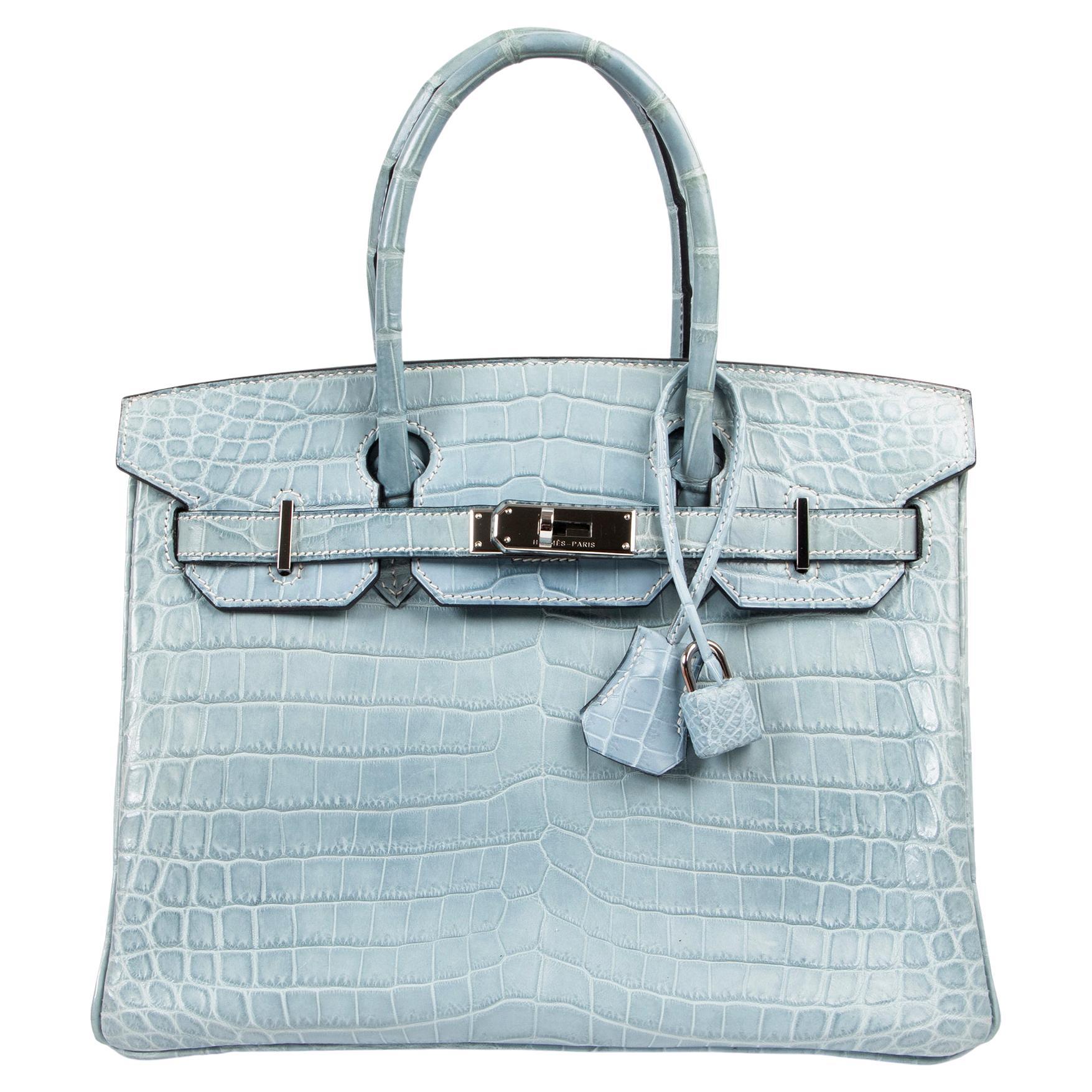 Shop the exclusive and rare Hermès 30cm Blue Peon Crocodile Birkin bag with  Gold Hardware – Only Authentics