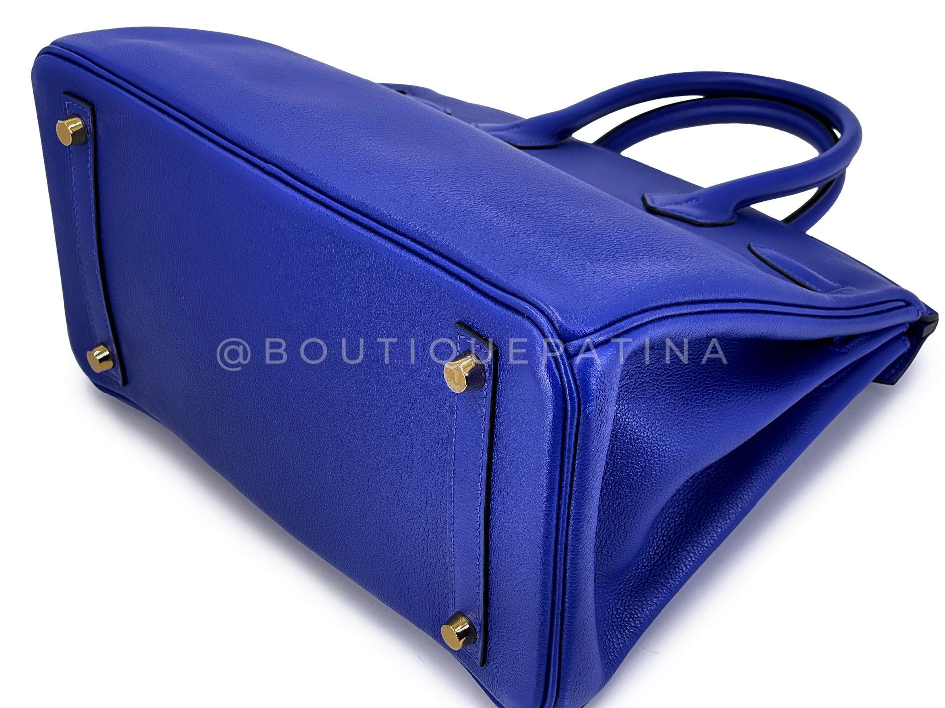 Hermès Birkin 30 Bleu Electric Novillo Tote Bag 24k GHW 68588 en vente 5