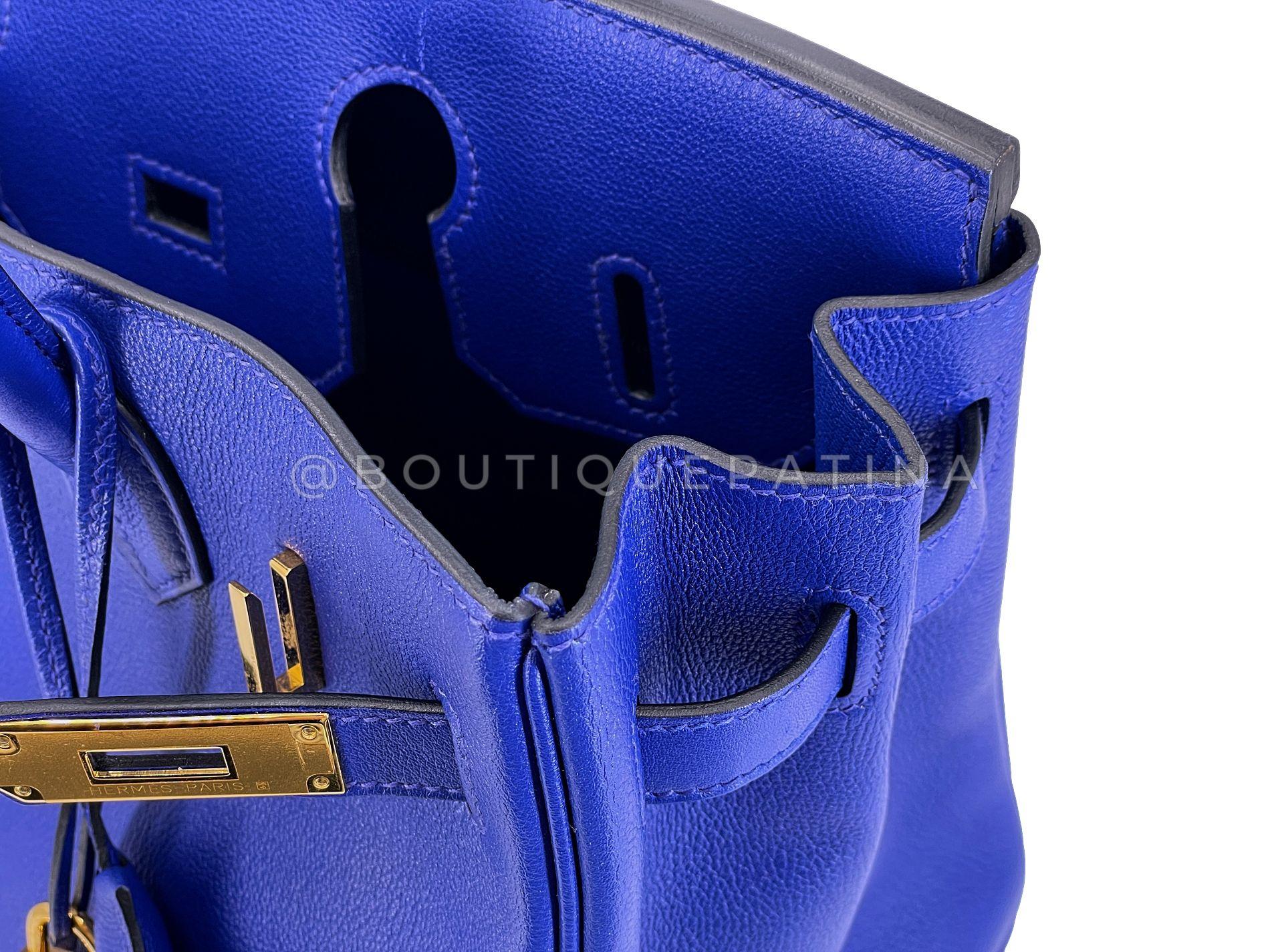 Hermès Birkin 30 Bleu Electric Novillo Tote Bag 24k GHW 68588 en vente 8