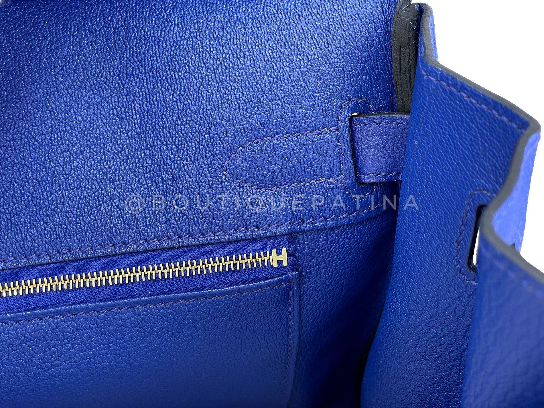 Hermès Birkin 30 Bleu Electric Novillo Tote Bag 24k GHW 68588 en vente 12