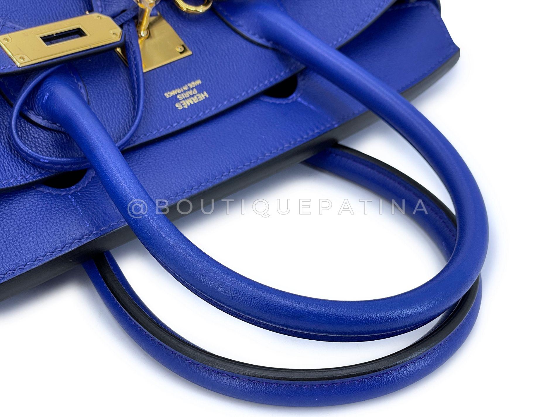Hermès Birkin 30 Bleu Electric Novillo Tote Bag 24k GHW 68588 en vente 13