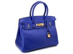 Hermès Birkin 30 Bleu Electric Novillo Tote Bag 24k GHW 68588