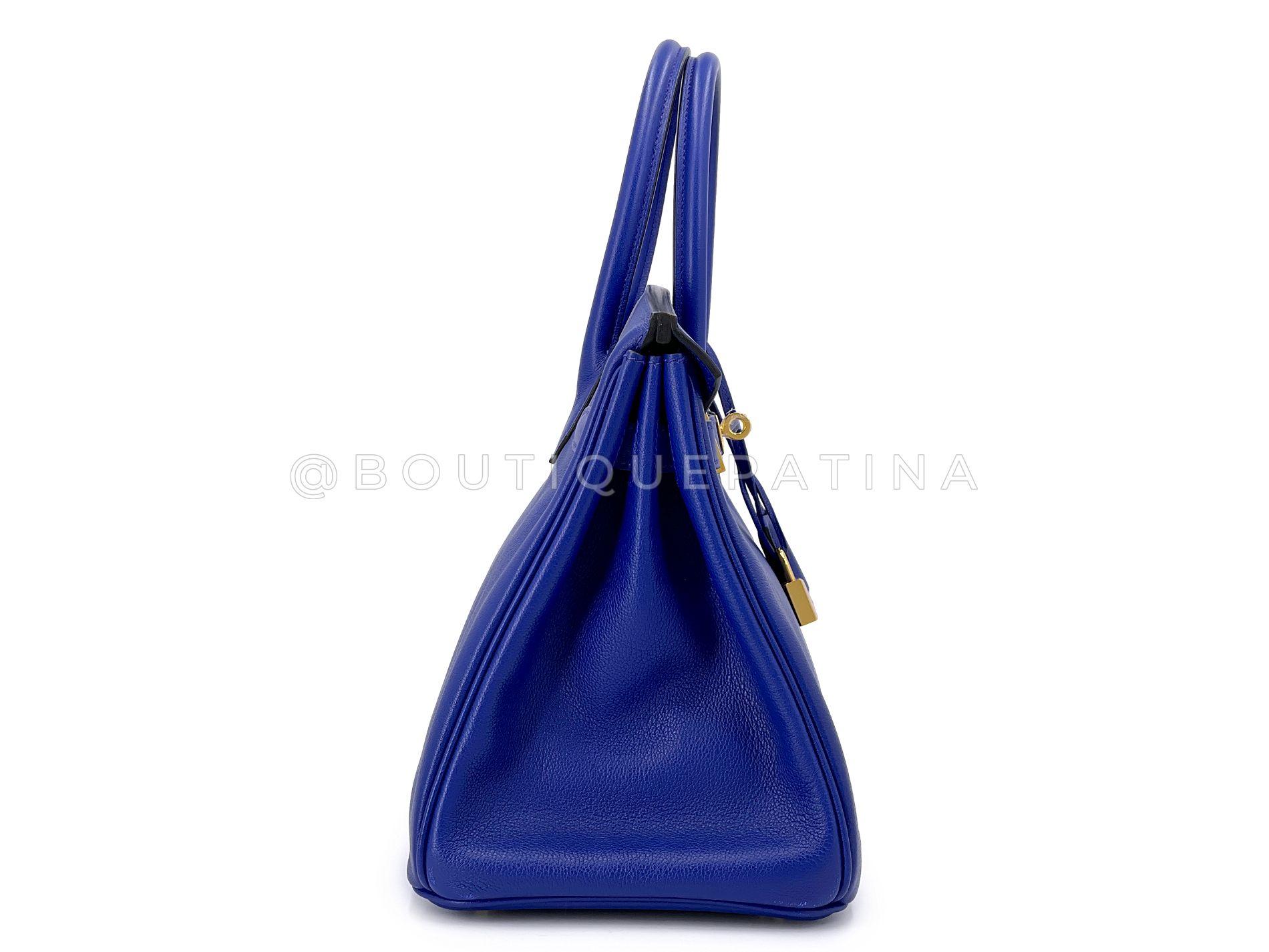 Violet Hermès Birkin 30 Bleu Electric Novillo Tote Bag 24k GHW 68588 en vente
