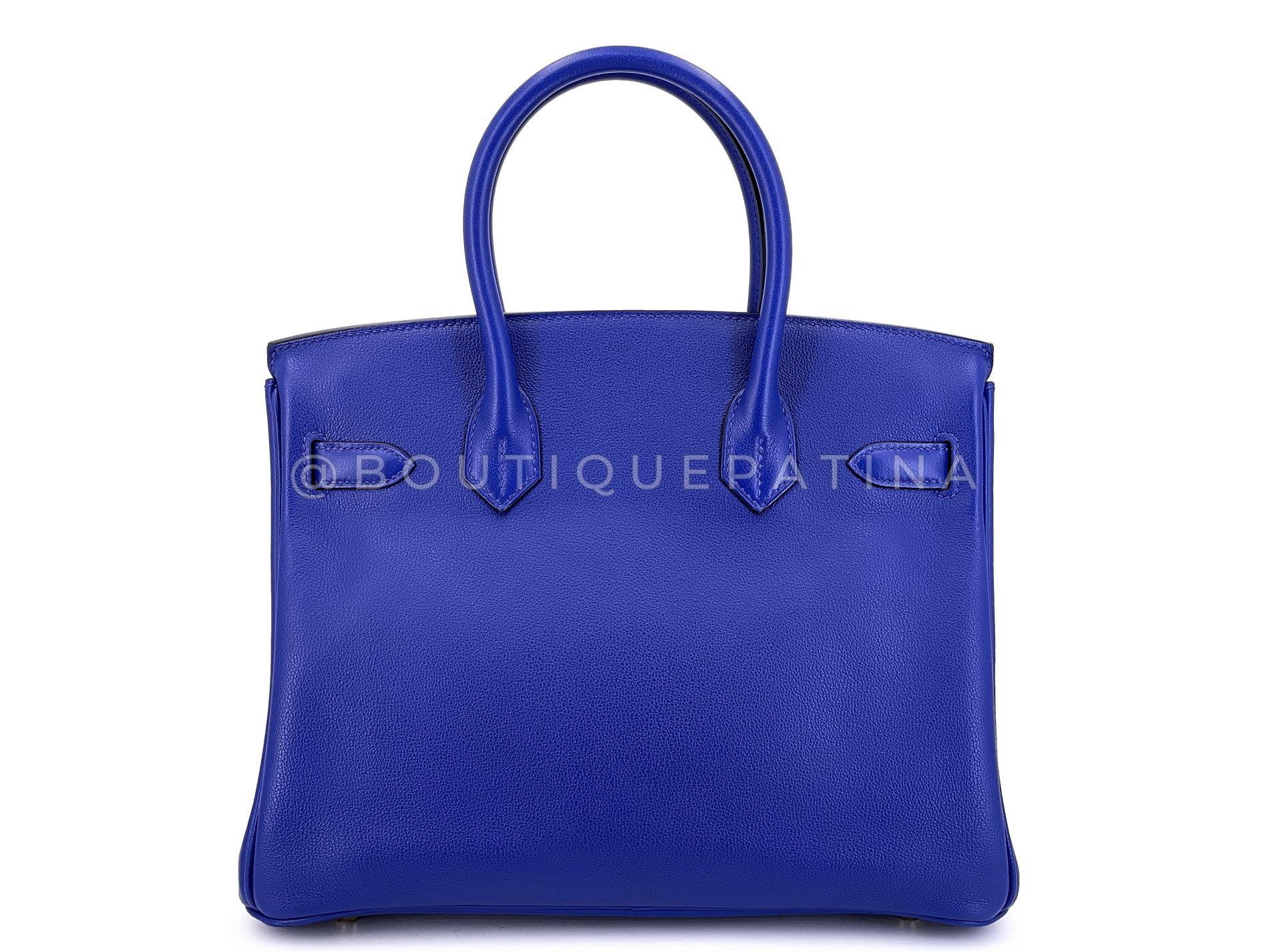 Hermès Birkin 30 Bleu Electric Novillo Tote Bag 24k GHW 68588 Excellent état - En vente à Costa Mesa, CA