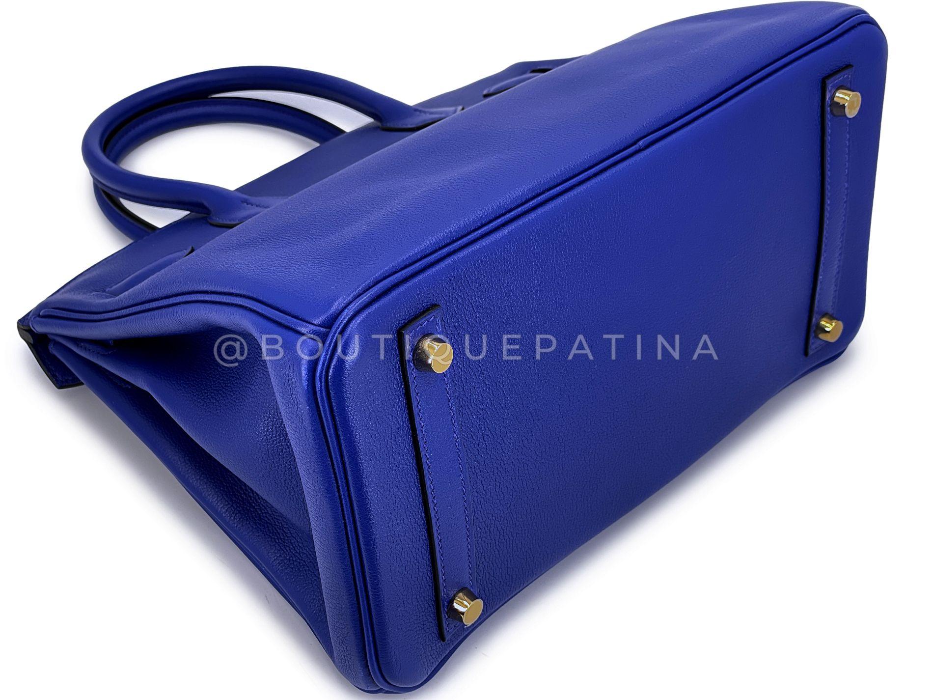 Hermès Birkin 30 Bleu Electric Novillo Tote Bag 24k GHW 68588 en vente 4